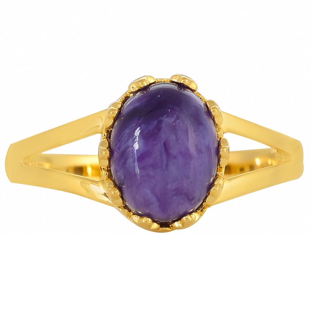 Anillo de Plata Bañada en Oro con Charoita 1 