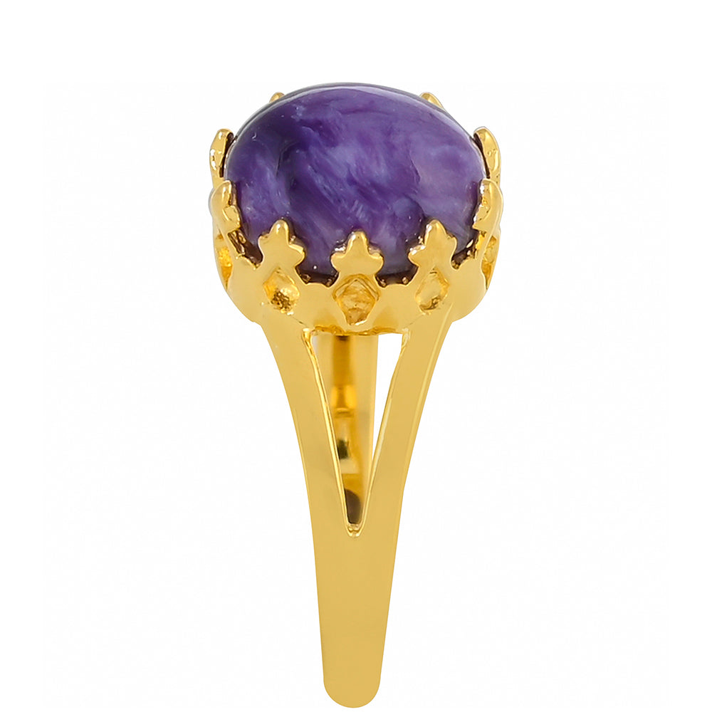 Anillo de Plata Bañada en Oro con Charoita 3 