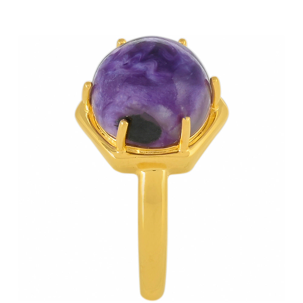 Anillo de Plata Bañada en Oro con Charoita 3 