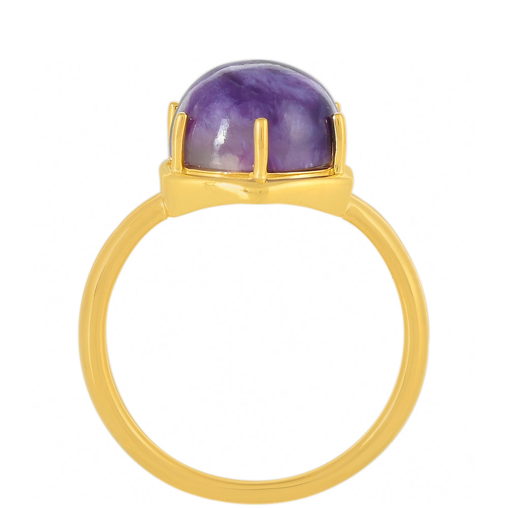 Anillo de Plata Bañada en Oro con Charoita 4 