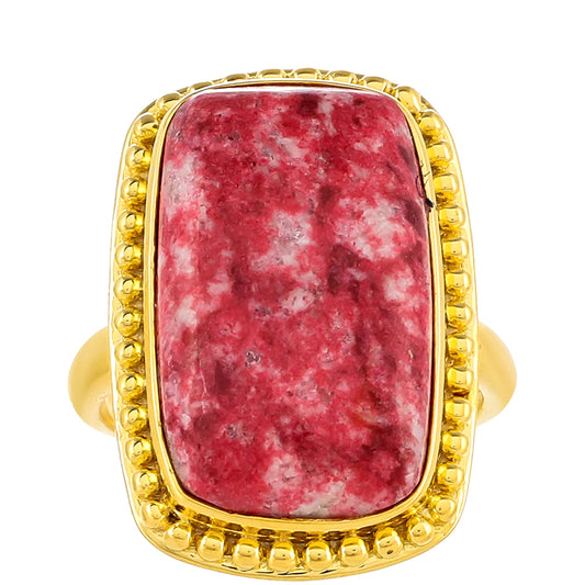 Anillo de Plata Bañada en Oro con Thulita
