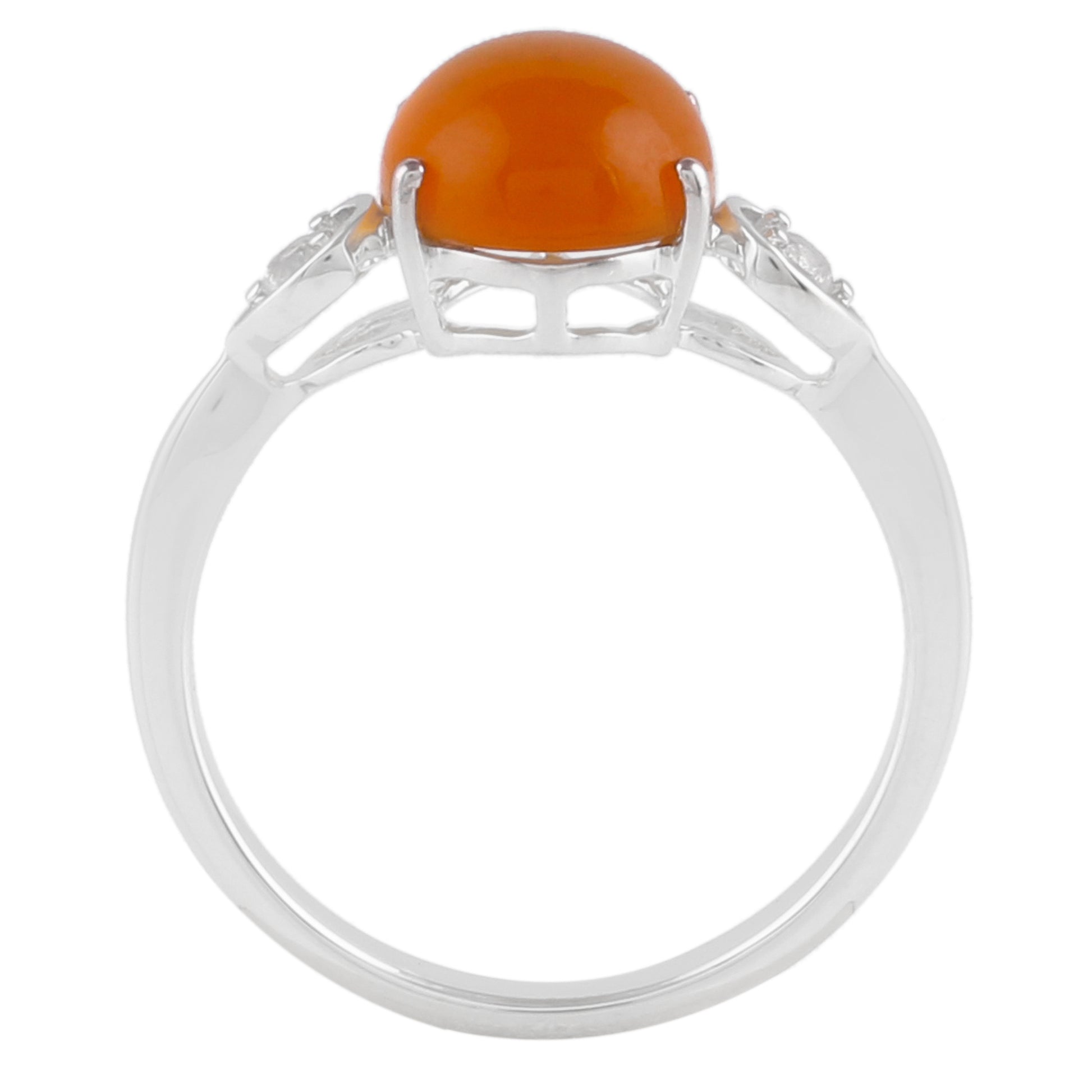 Anillo de Plata con Ópalo de Fuego Naranja y Topacio Blanco 2 