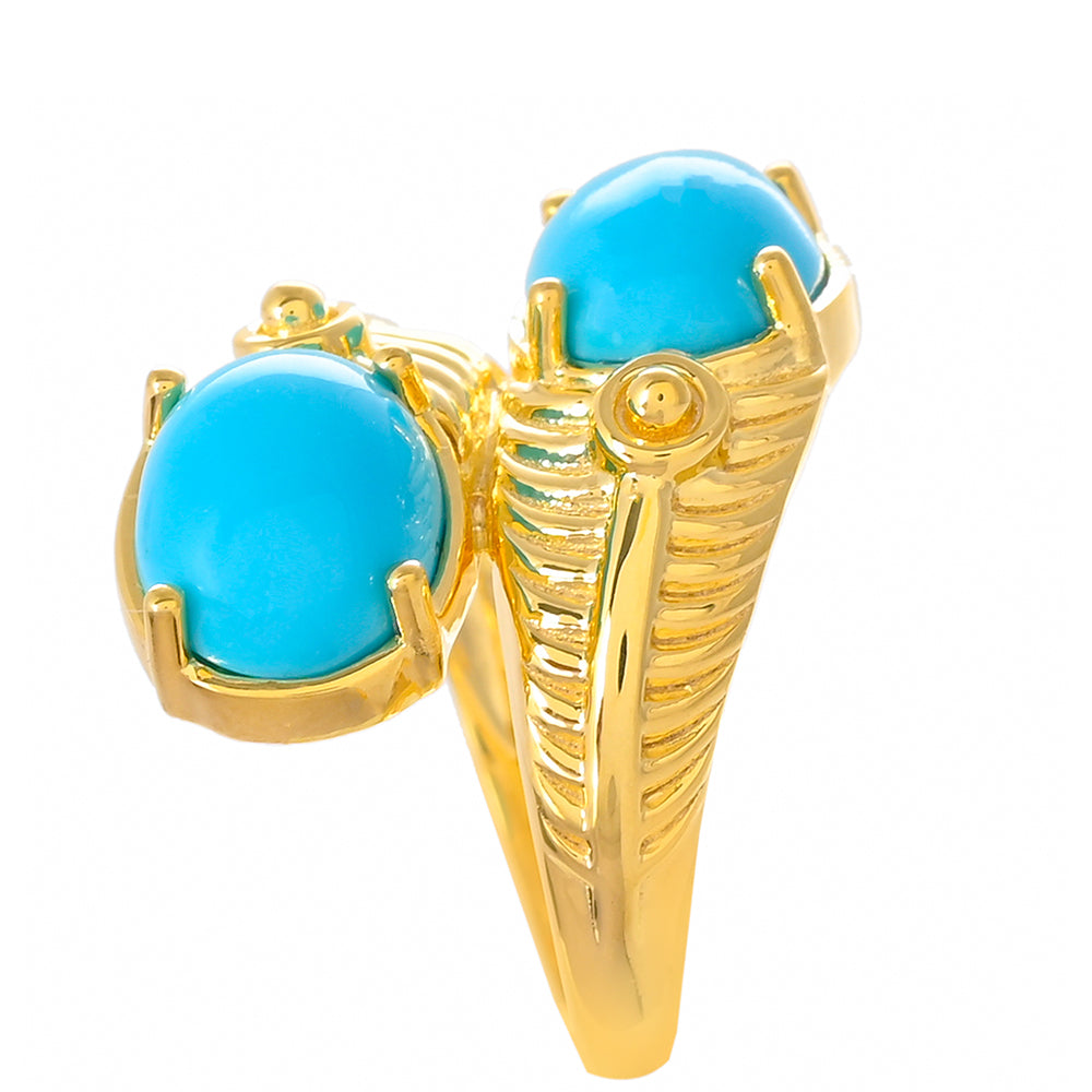 Anillo de Plata Bañada en Oro con Turquesa Bella Durmiente 3 