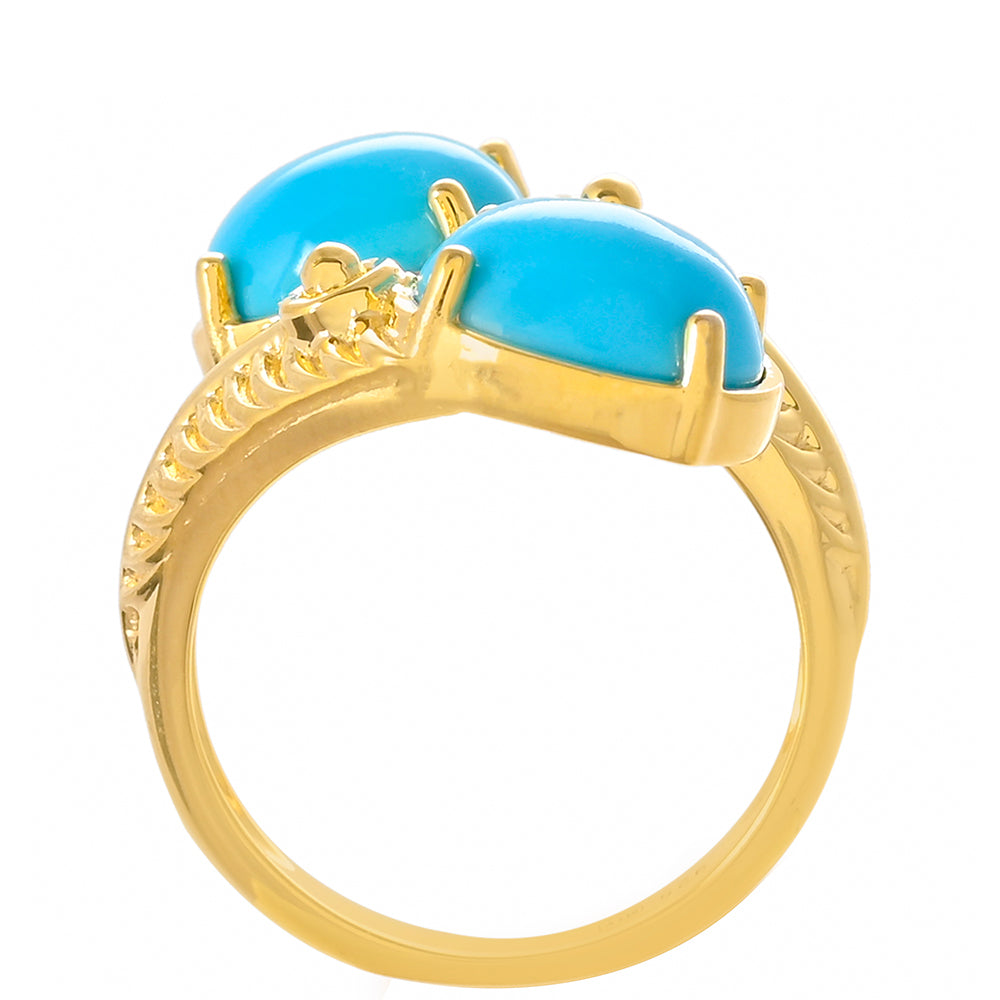 Anillo de Plata Bañada en Oro con Turquesa Bella Durmiente 4 