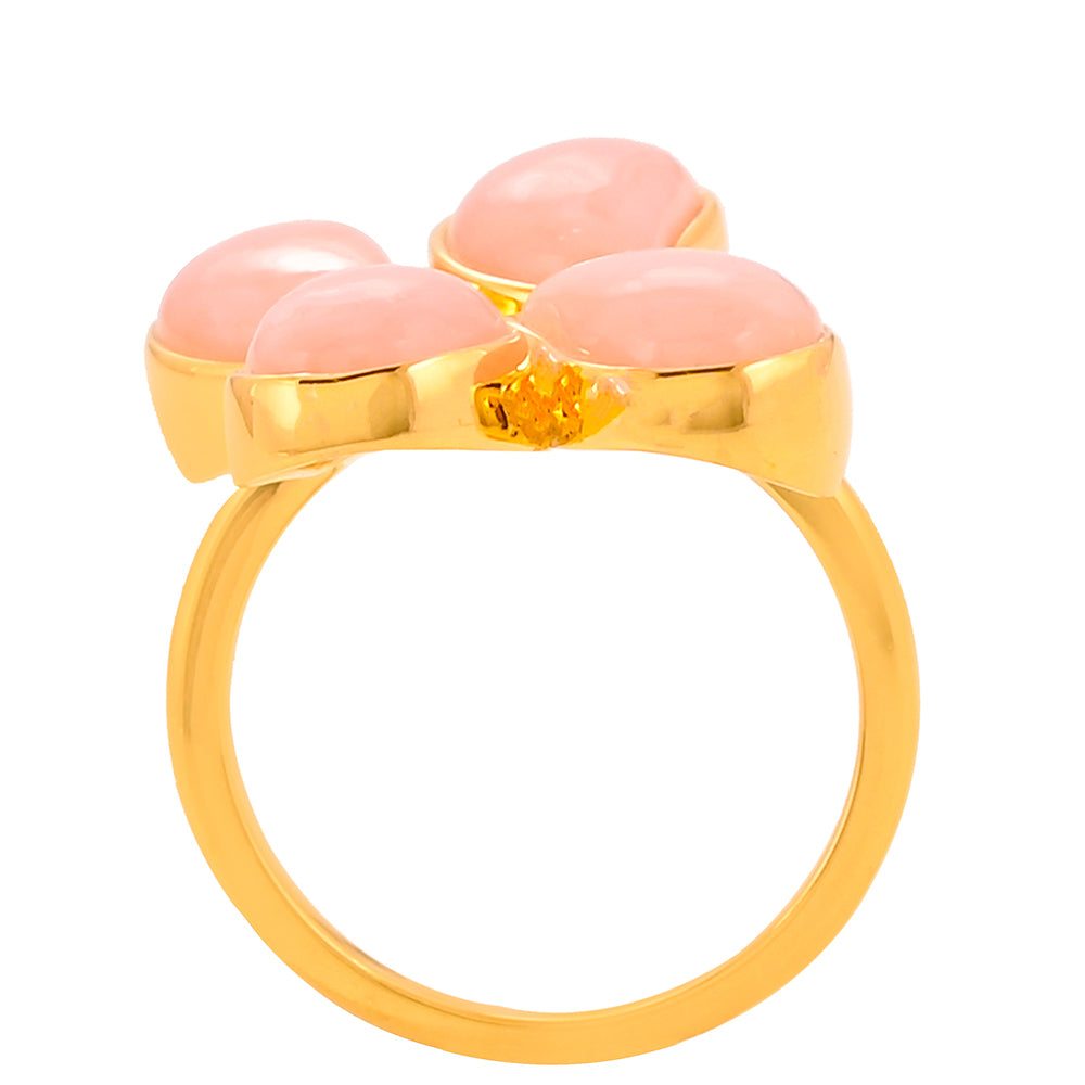 Anillo de Plata Bañada en Oro con Ópalo rosa 4 