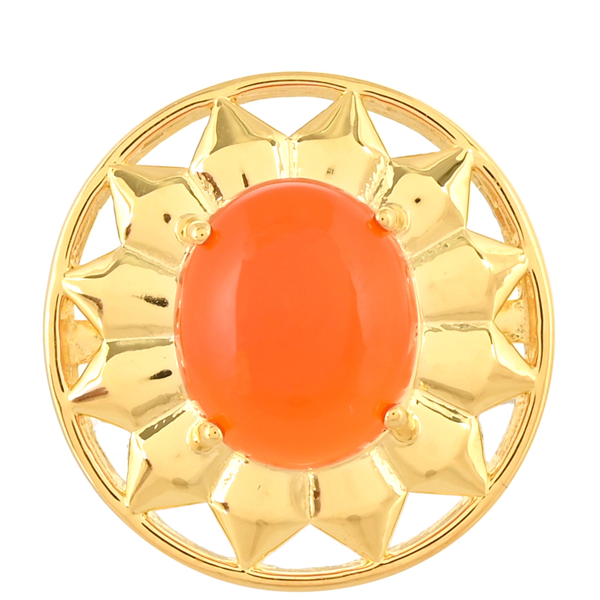 Anillo de Plata Bañada en Oro con Cornalina 1 