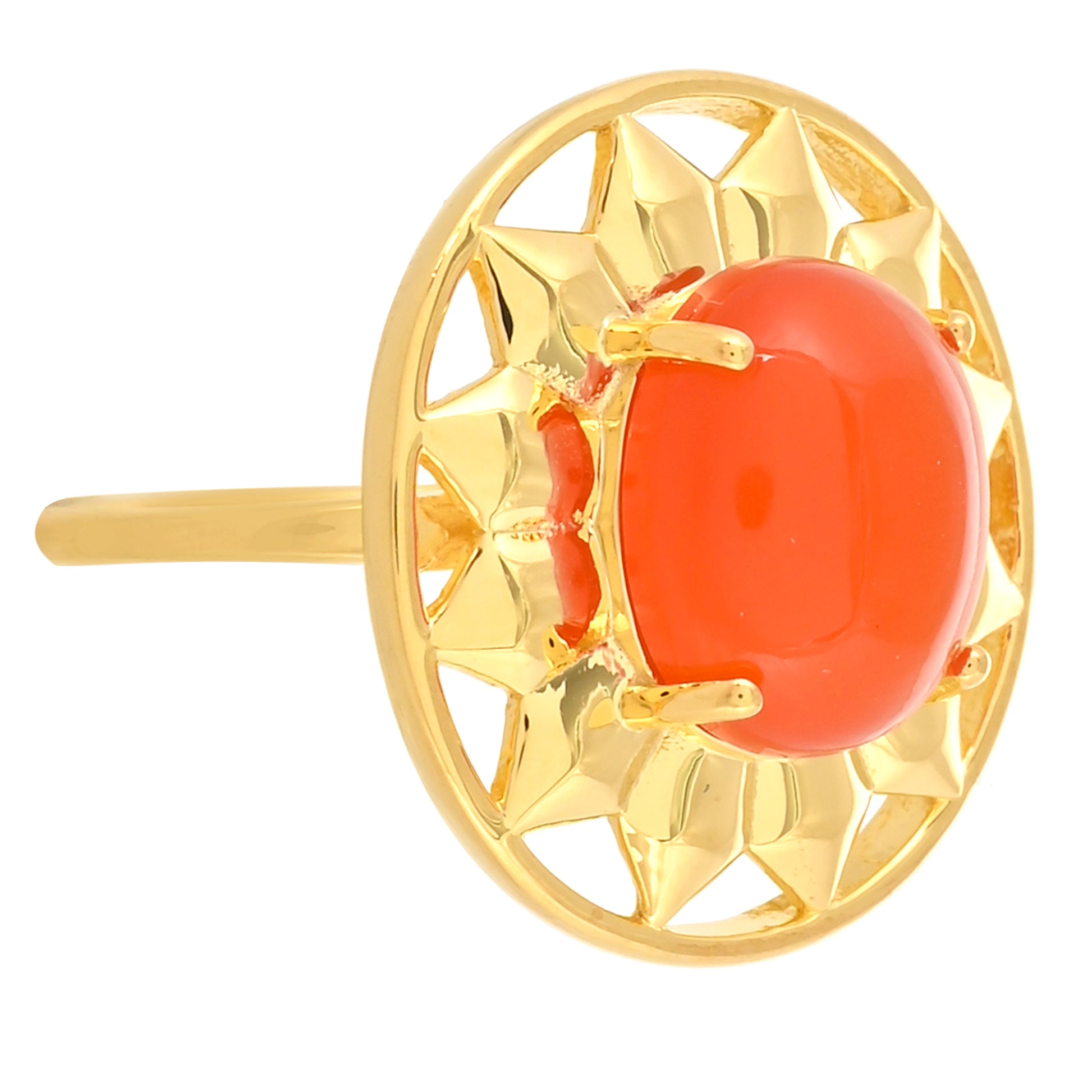 Anillo de Plata Bañada en Oro con Cornalina 2 