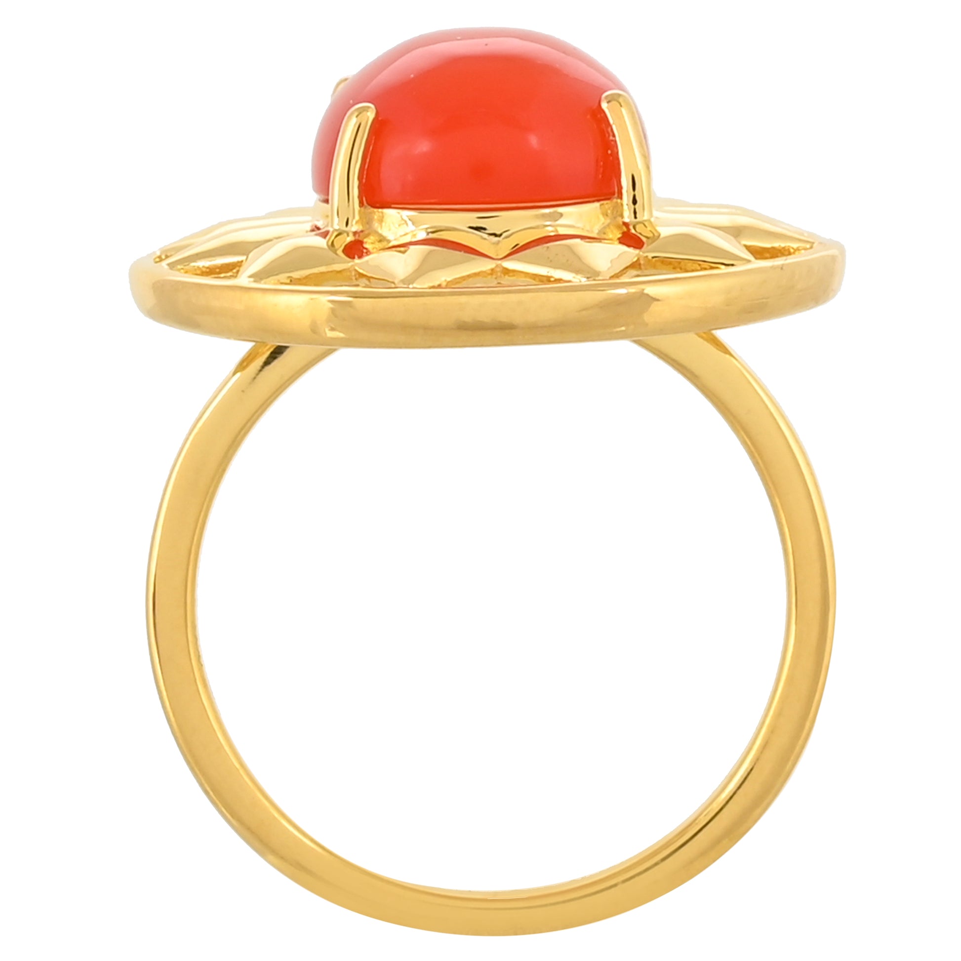 Anillo de Plata Bañada en Oro con Cornalina 4 