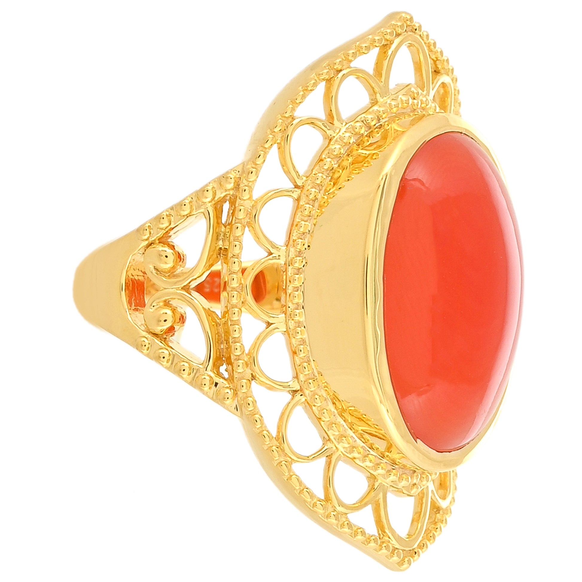 Anillo de Plata Bañada en Oro con Cornalina 2 