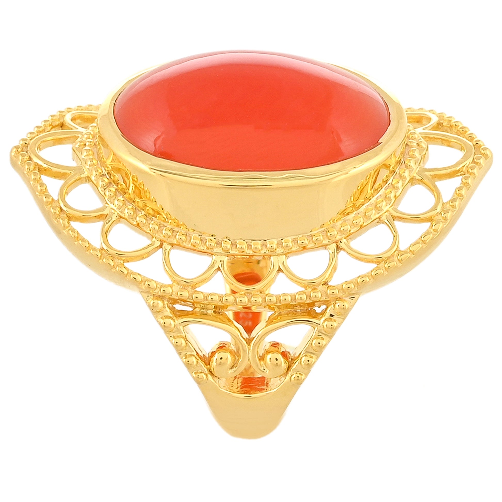 Anillo de Plata Bañada en Oro con Cornalina 3 