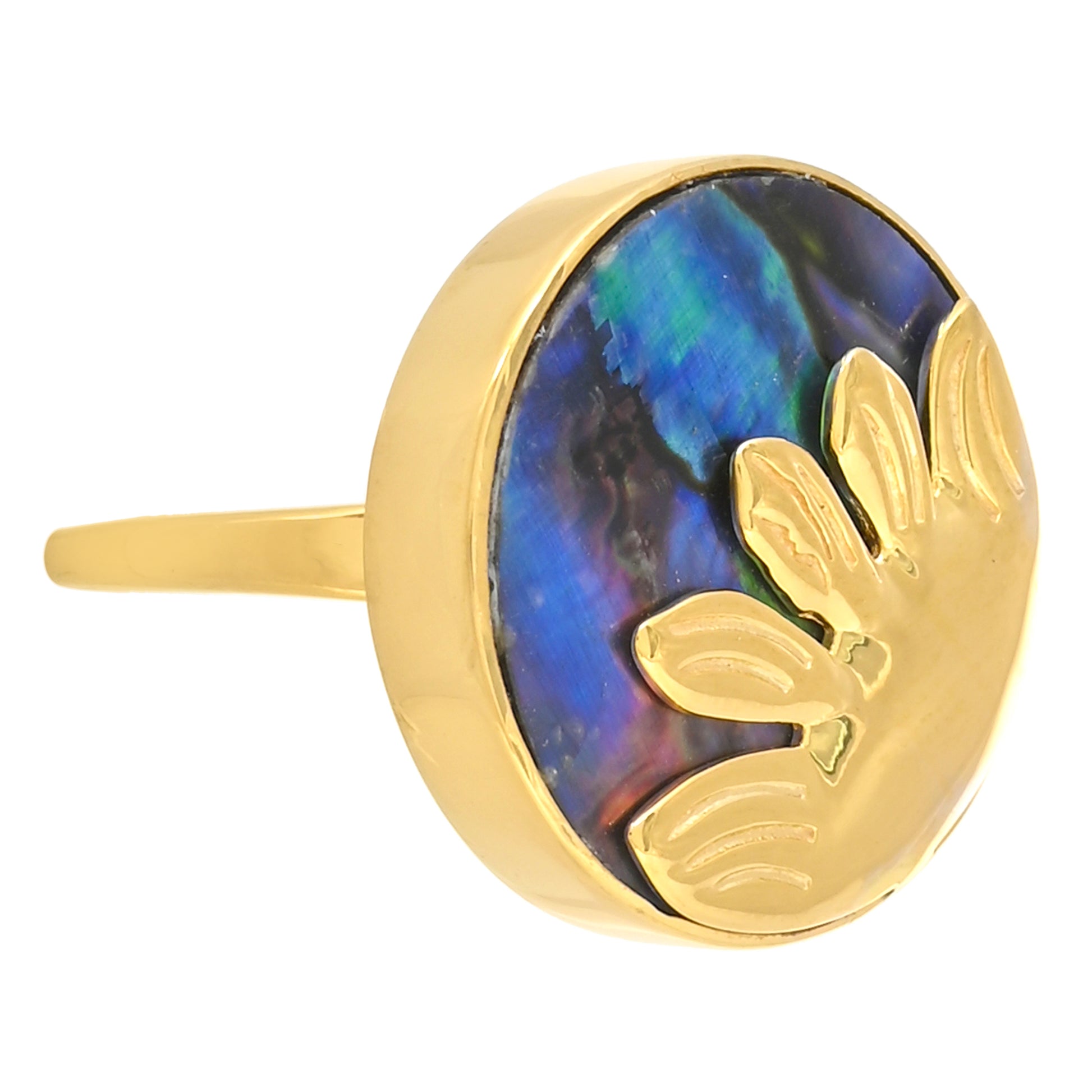 Anillo de Plata Bañada en Oro con Concha de abulón 2 