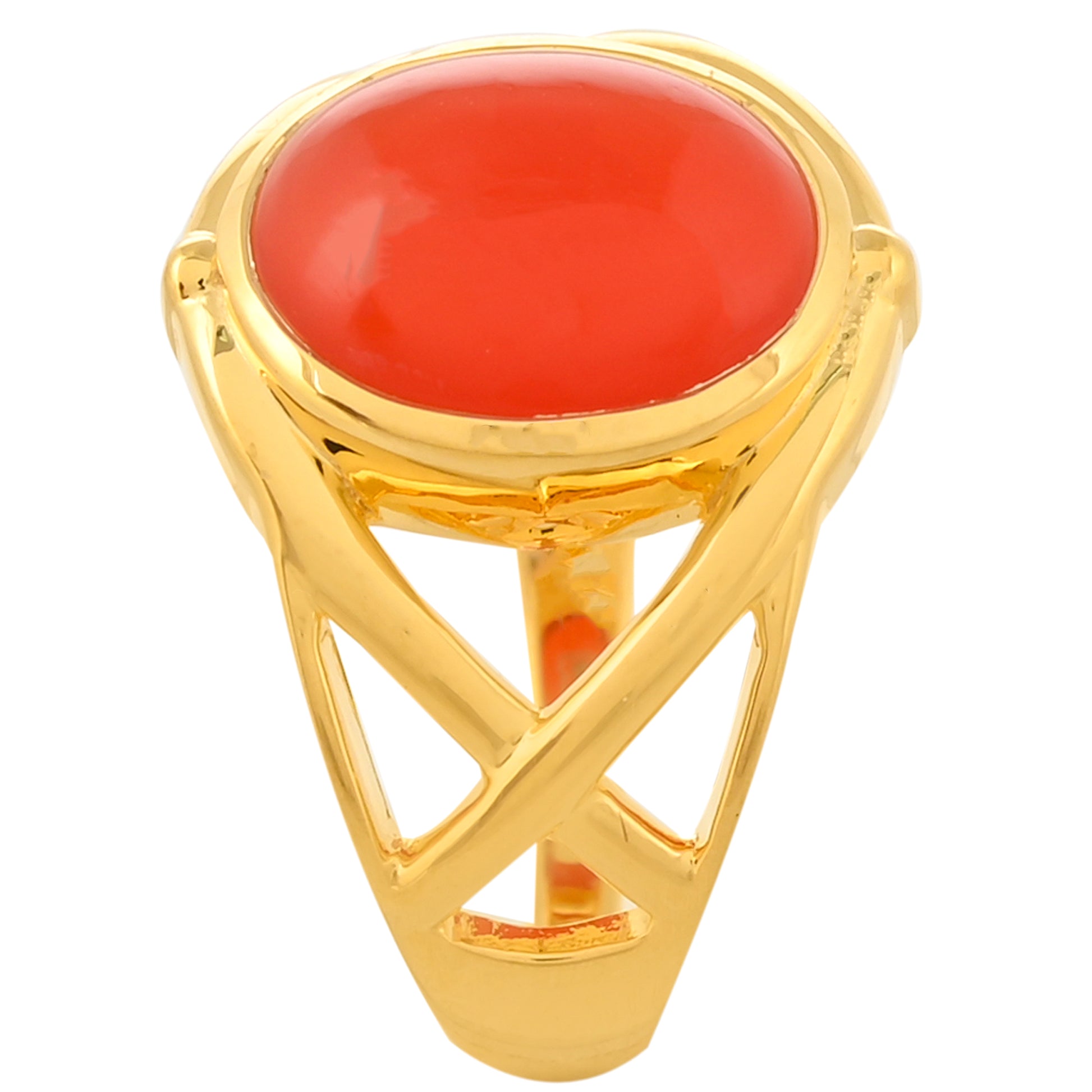 Anillo de Plata Bañada en Oro con Cornalina 3 