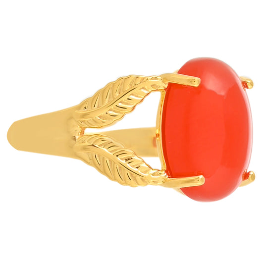 Anillo de Plata Bañada en Oro con Cornalina
