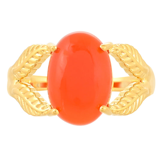 Anillo de Plata Bañada en Oro con Cornalina