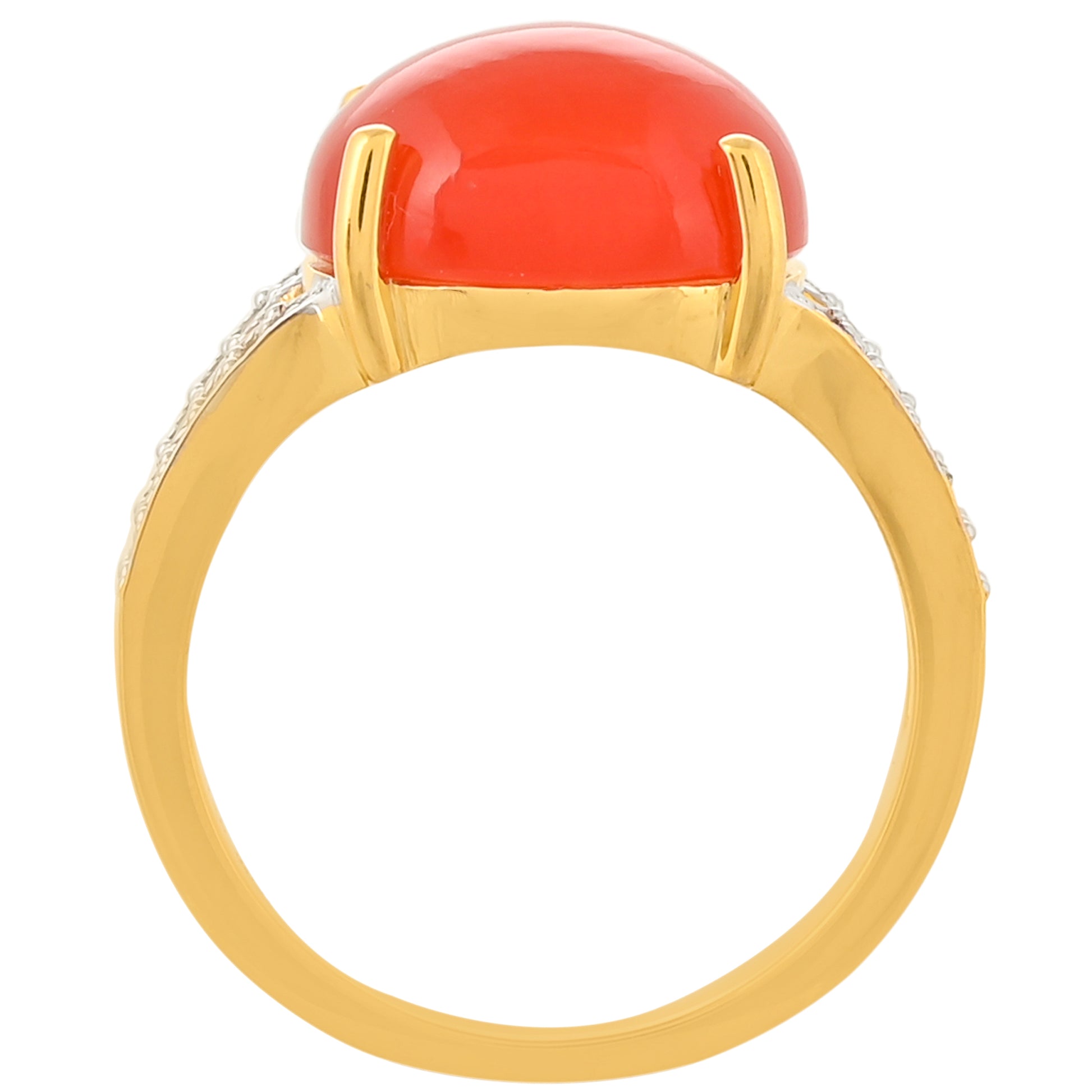 Anillo de Plata Bañada en Oro con Cornalina y Topacio Blanco 4 