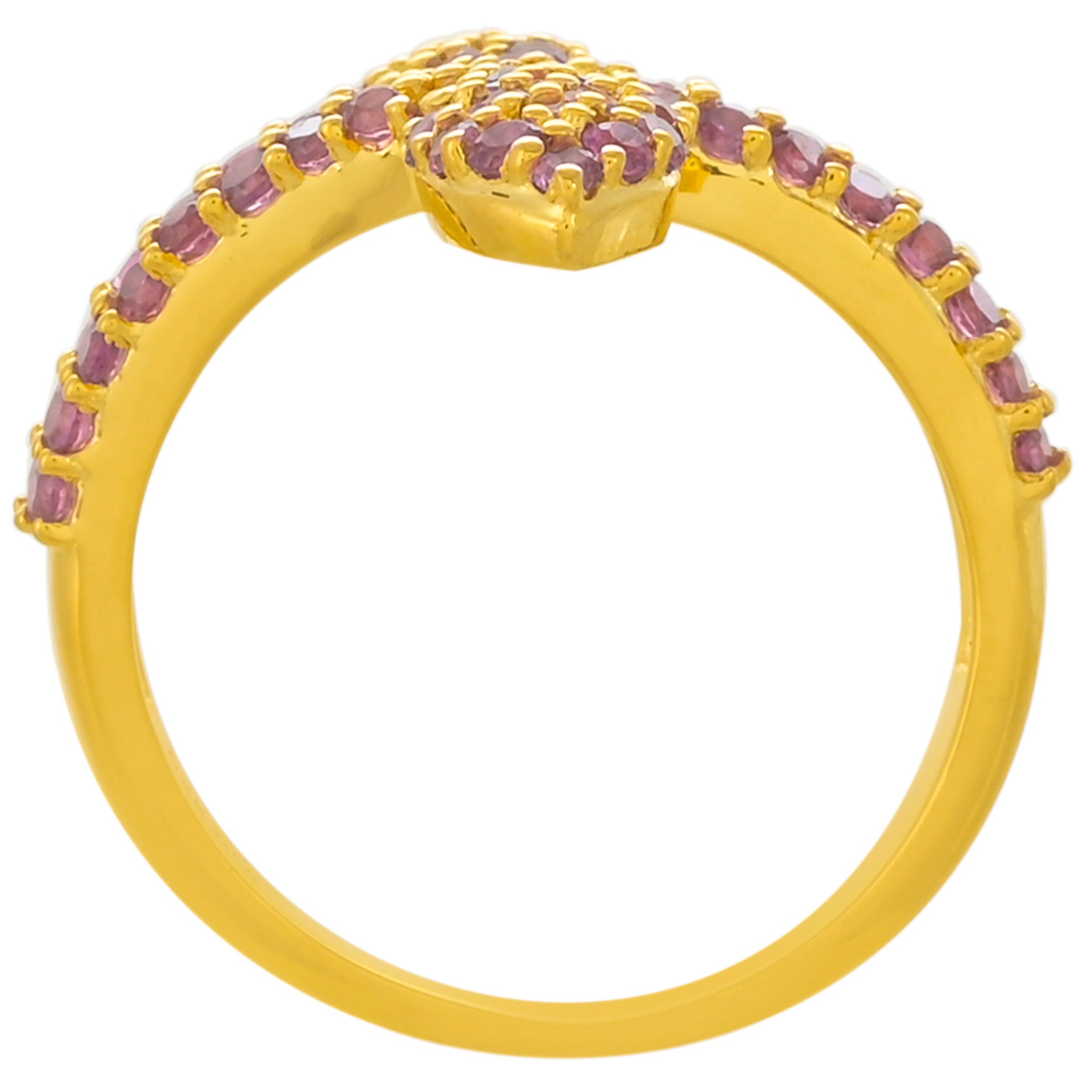 Anillo de Plata Bañada en Oro con Granate Rodolita 4 