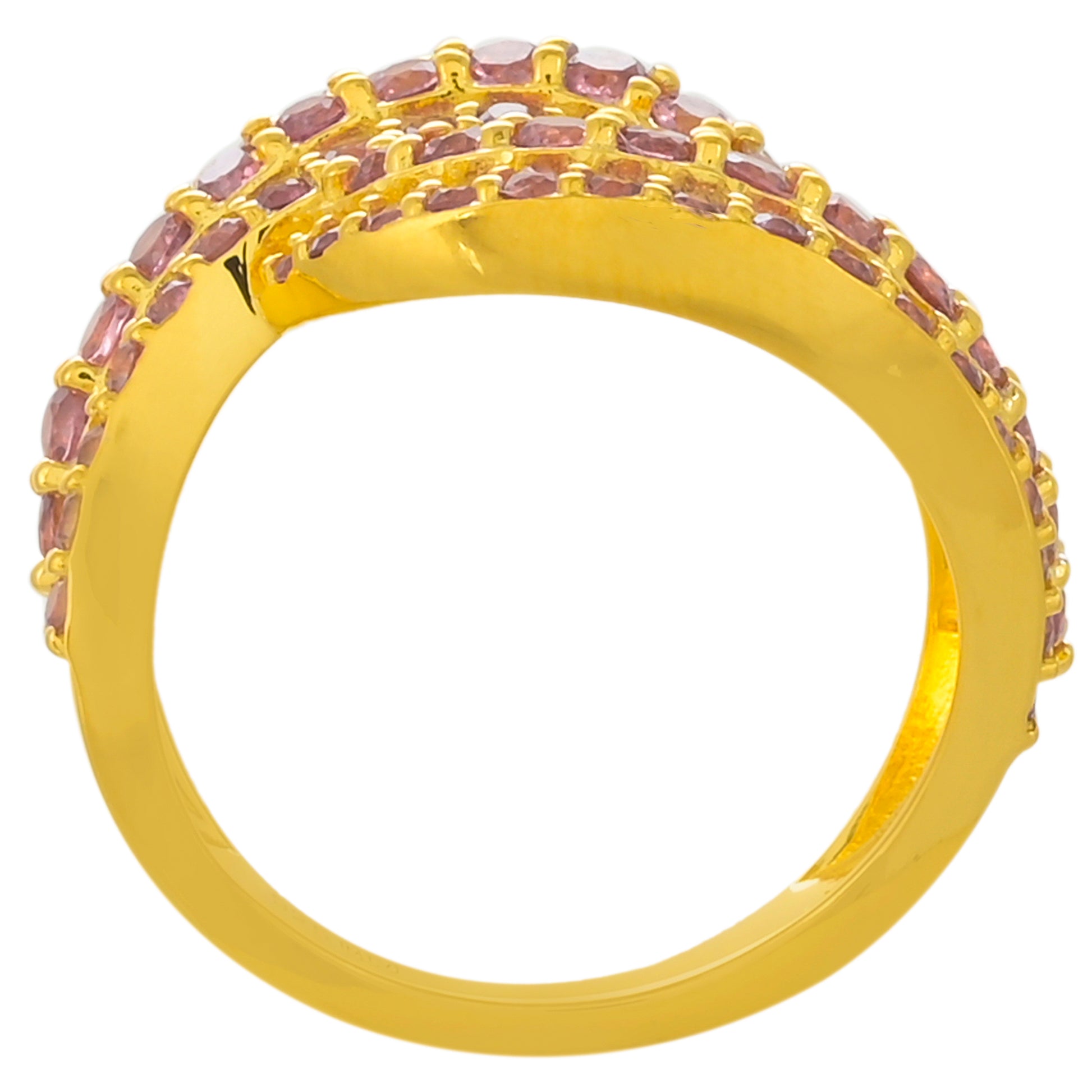 Anillo de Plata Bañada en Oro con Granate Rodolita 4 
