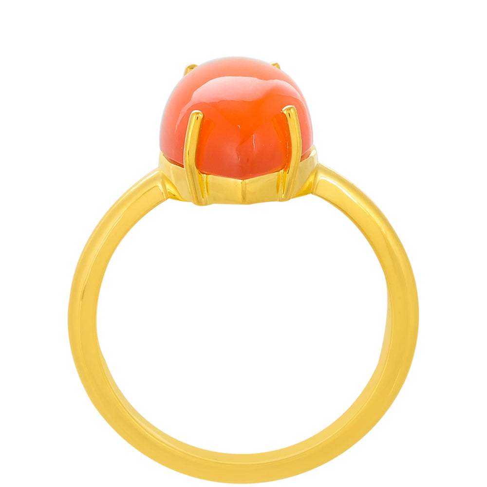 Anillo de Plata Bañada en Oro con Cornalina 4 