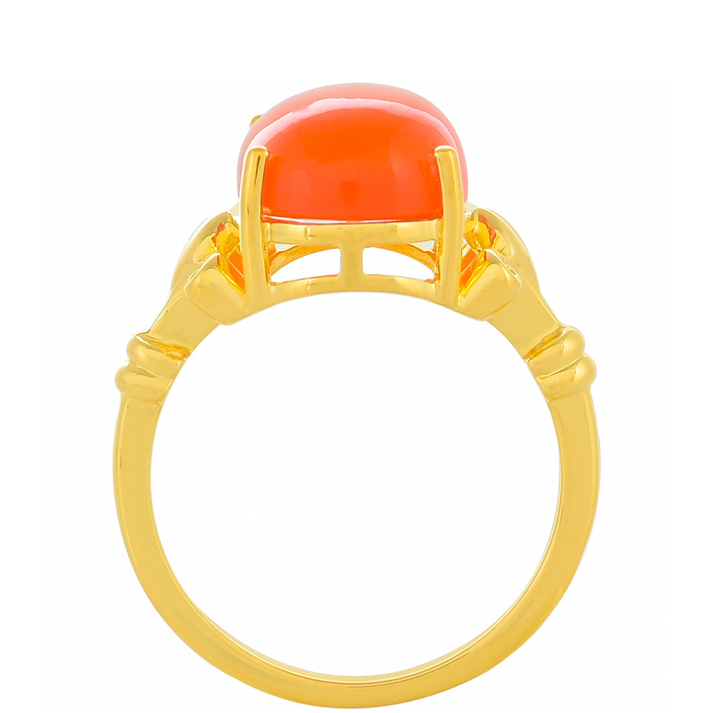 Anillo de Plata Bañada en Oro con Cornalina 4 