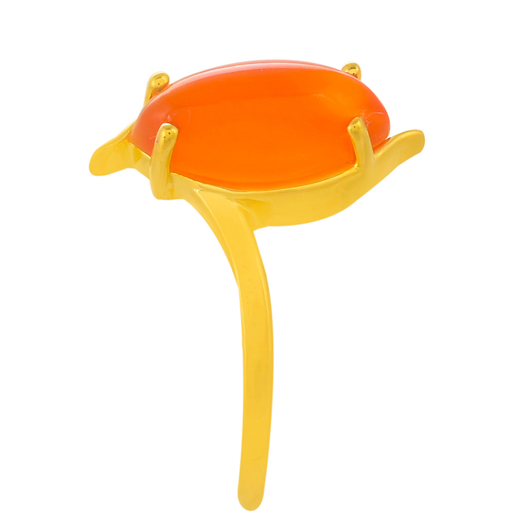 Anillo de Plata Bañada en Oro con Cornalina 3 
