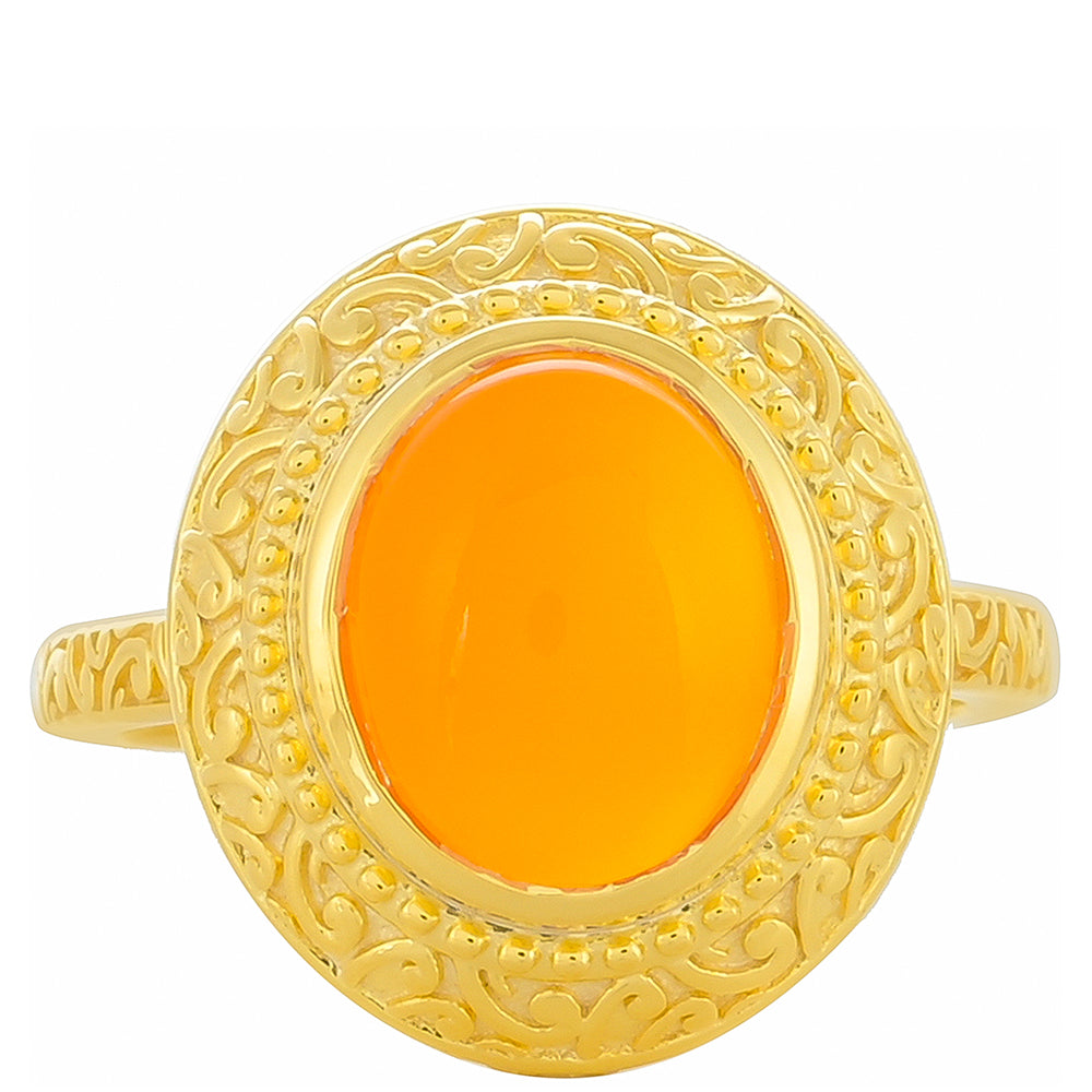 Anillo de Plata Bañada en Oro con Cornalina 1 