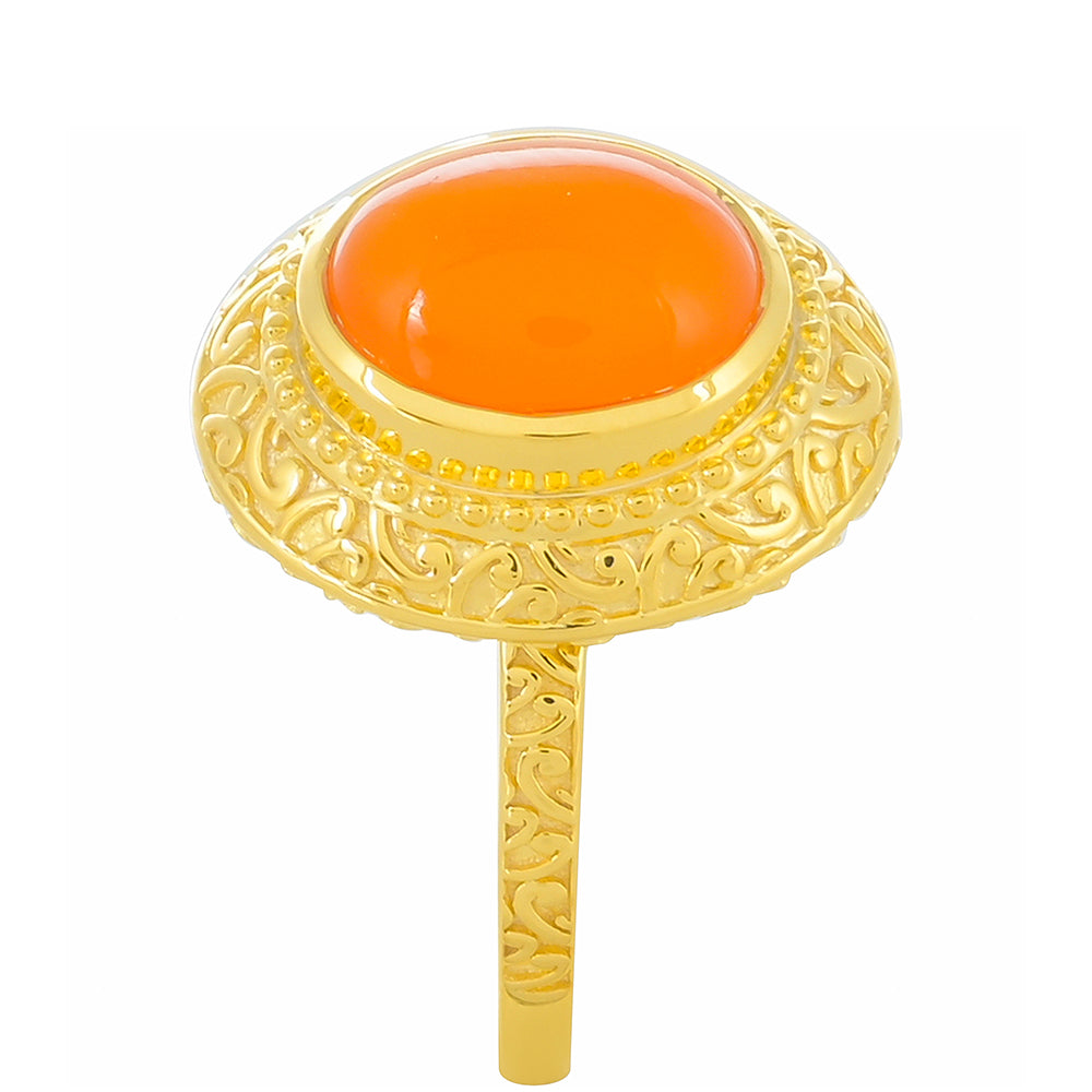 Anillo de Plata Bañada en Oro con Cornalina 3 