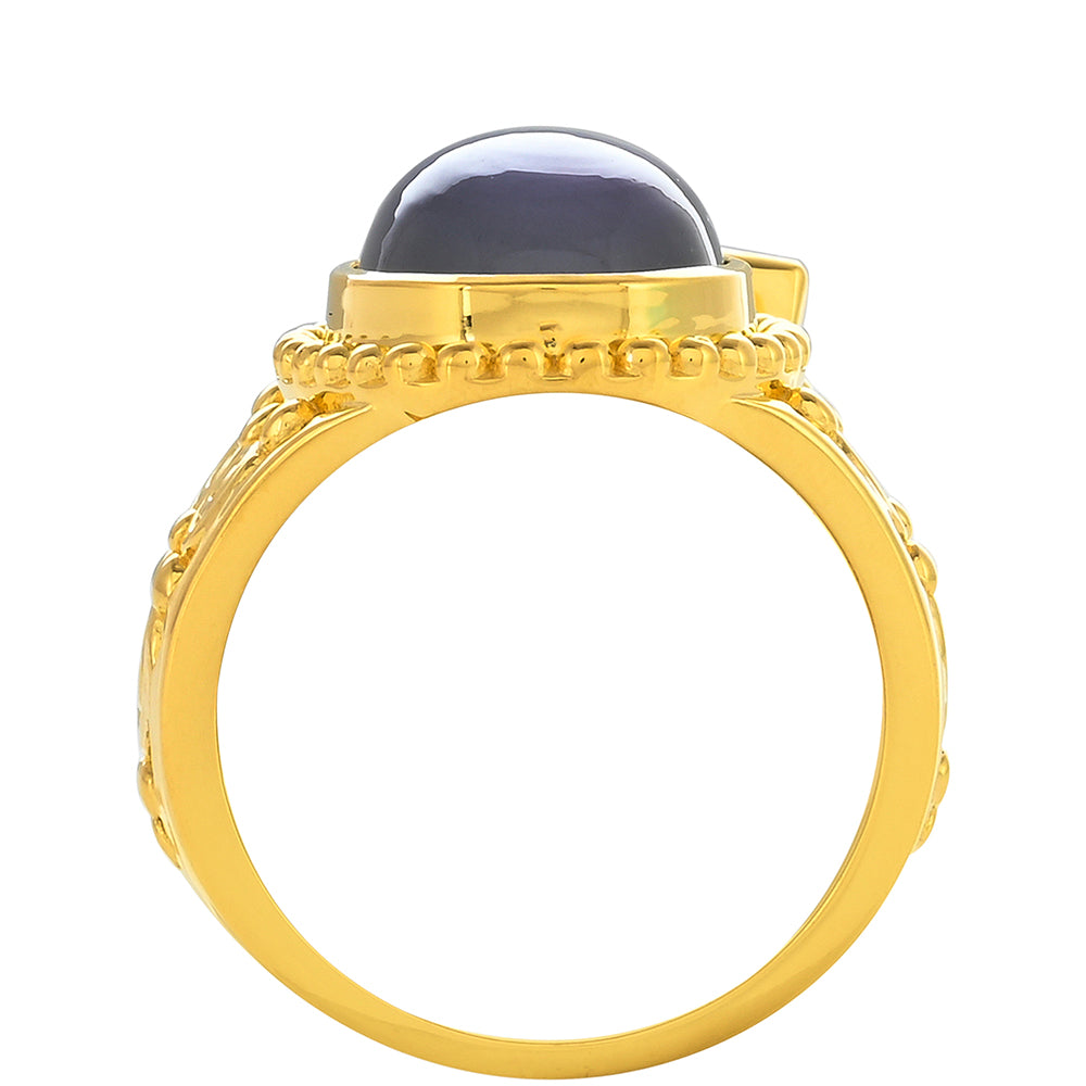 Anillo de Plata Bañada en Oro con Piedra Lunar Púrpura y Amatista de Marruecos 4 