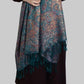 Bufanda de cachemira 100%  Pashmina auténtica, 70 cm x 180 cm, paisley verde azulado, brillante