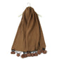 Bufanda con Pom Pom de piel, 60 cm x 170 cm, marrón