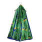 Pañuelo de seda, 90 cm x 180 cm, estampado de plumas de pavo real, verde