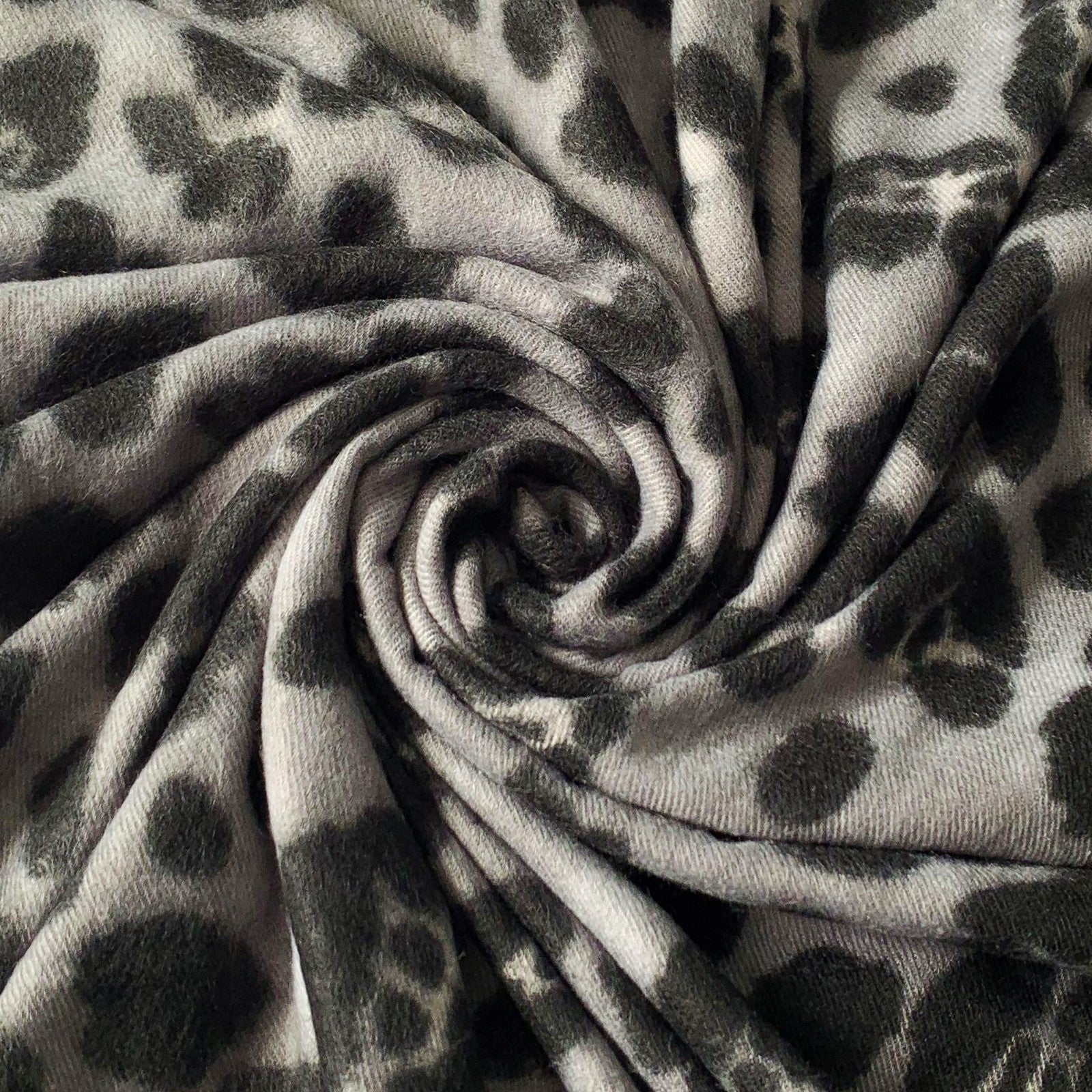 Bufanda de lana, 65 cm x 180 cm, estampado de leopardo, gris 4 
