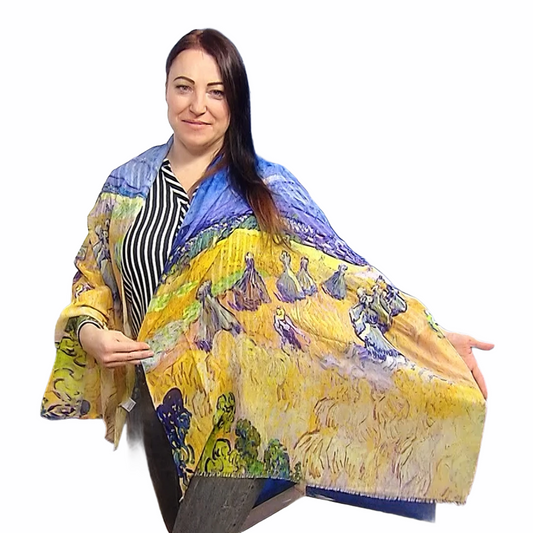 Bufanda-Mantón de algodón, 70 cm x 180 cm, Van Gogh - Pajares