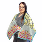 Bufanda con estampado de cuadros y flores, 50 cm x 160 cm