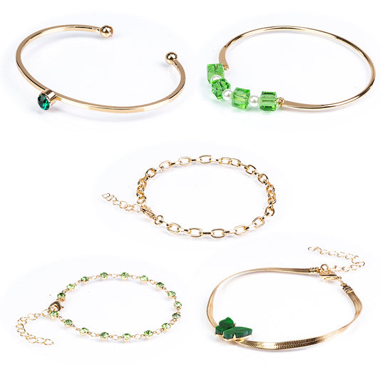 Conjunto de Aleación Bañado en Oro con Esmalte y Cristal Emporia® Verde ( Pulsera )