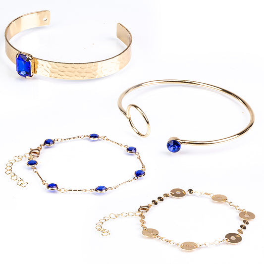 Conjunto de Aleación Bañado en Oro con Cristal Emporia® Azul ( Pulsera )