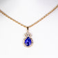 Conjunto de Aleación Bañado en Oro con Cristal Emporia® Azul ( Collar +Pendientes +Colgante )