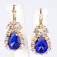 Conjunto de Aleación Bañado en Oro con Cristal Emporia® Azul ( Collar +Pendientes +Colgante )