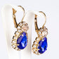 Conjunto de Aleación Bañado en Oro con Cristal Emporia® Azul ( Collar +Pendientes +Colgante )