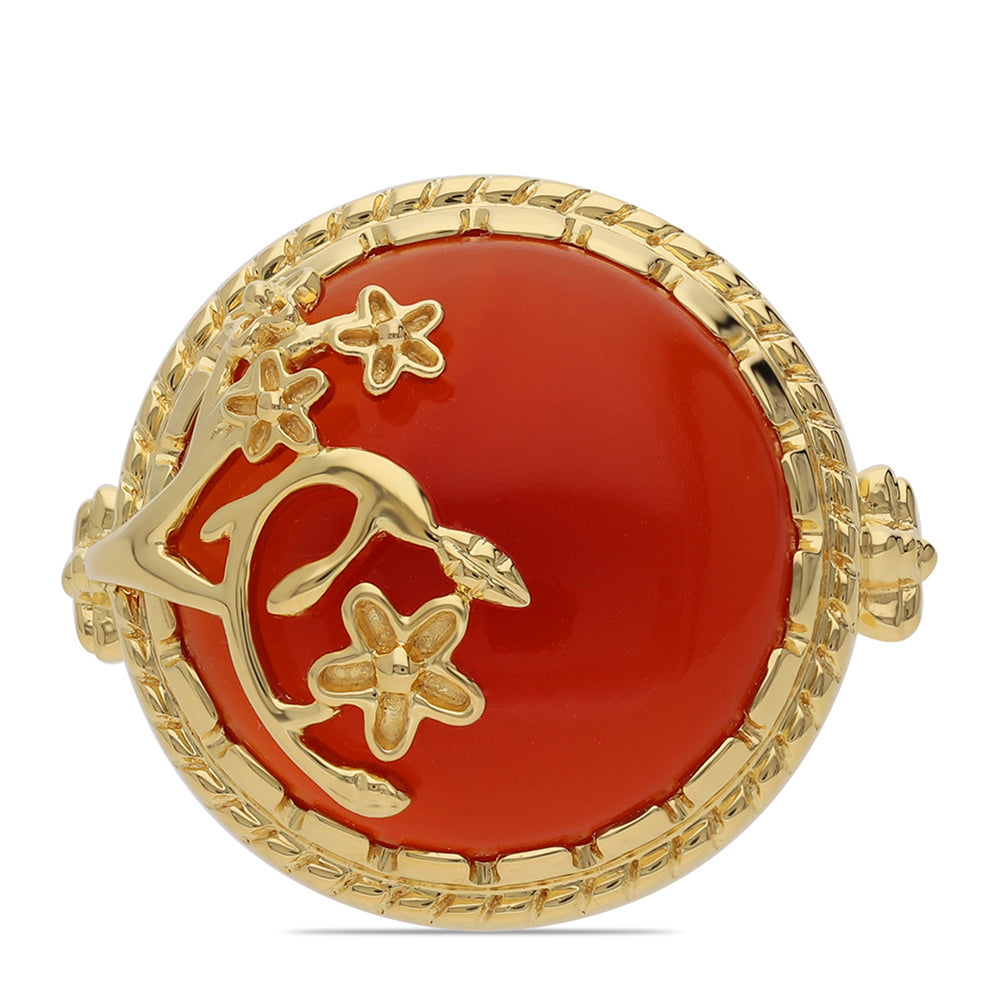 Anillo de Plata Bañada en Oro con Ónice rojo 2 