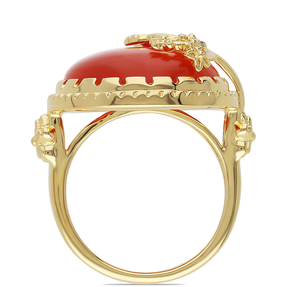 Anillo de Plata Bañada en Oro con Ónice rojo 3 