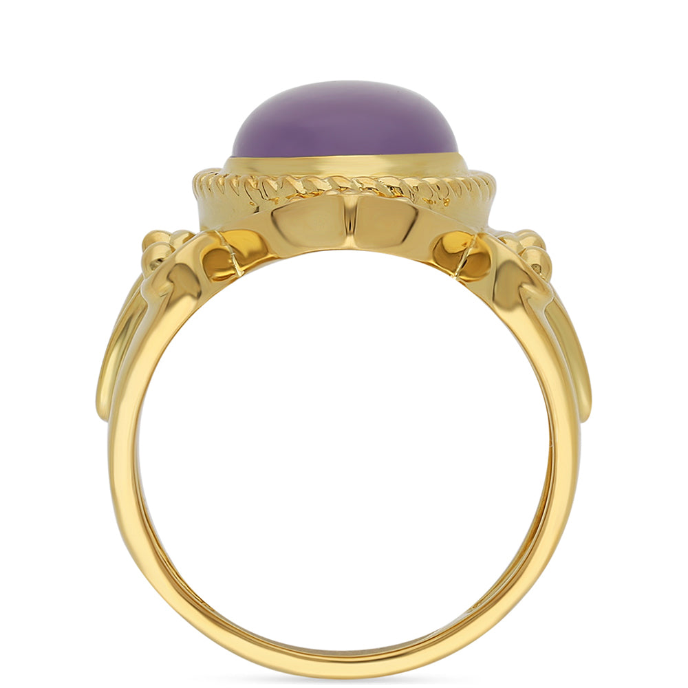 Anillo de Plata Bañada en Oro con Calcedonia lavanda 4 