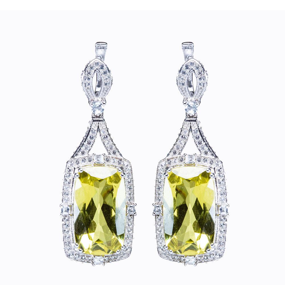 Pendientes de Plata con Diáspora artificial y Topacio Blanco 1 