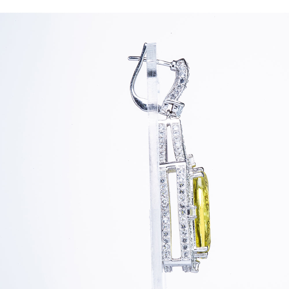 Pendientes de Plata con Diáspora artificial y Topacio Blanco 2 