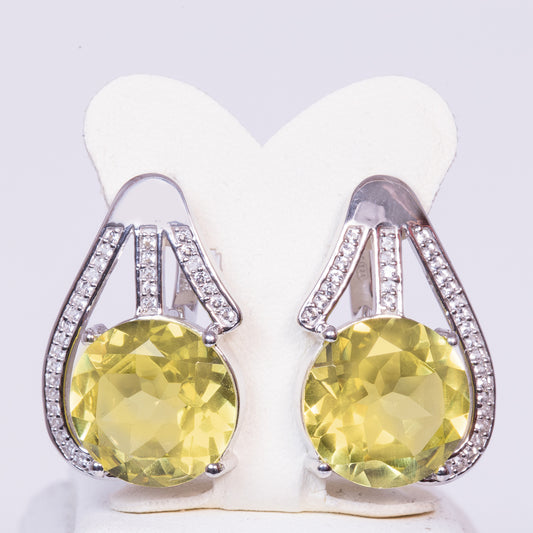 Pendientes de Plata con Diáspora artificial y Topacio Blanco