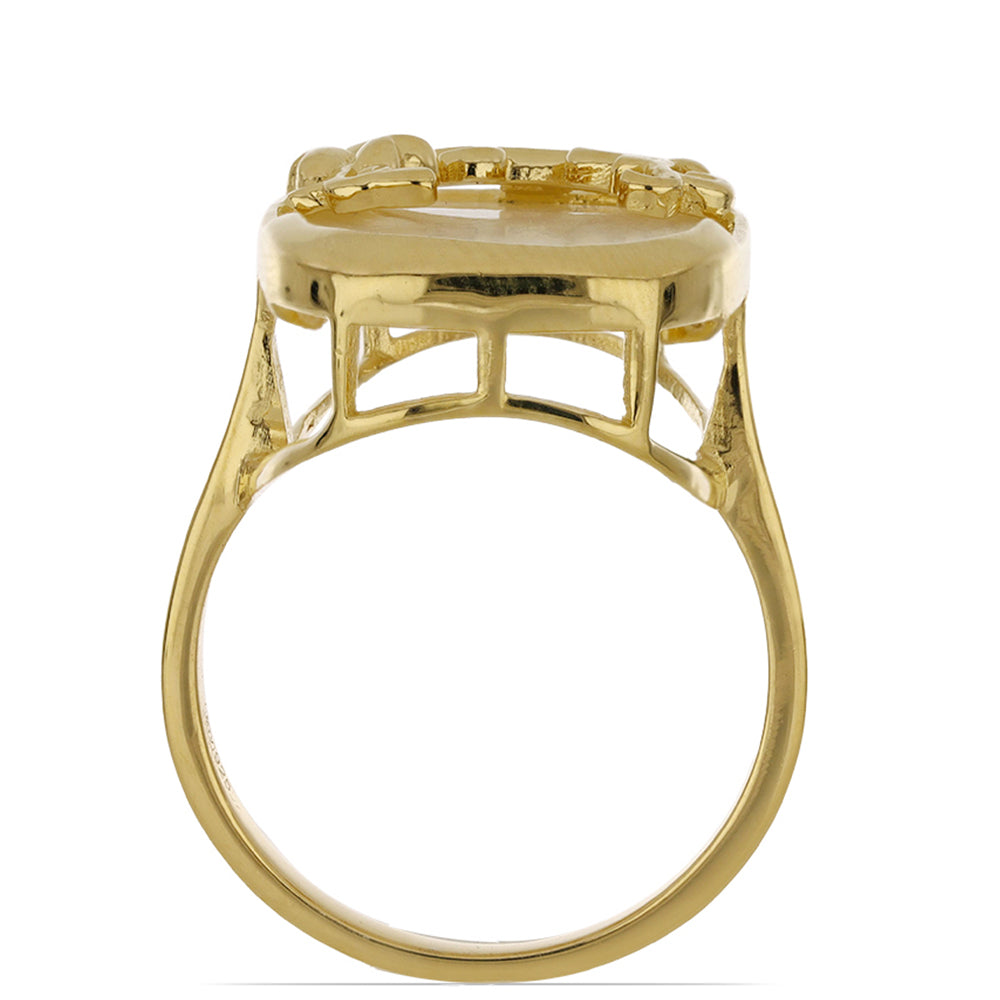 Anillo de Plata Bañada en Oro con Madreperla 2 
