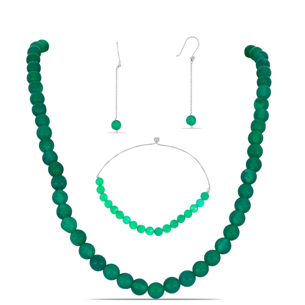 Conjunto de Plata con Cuarzo verde de Spruce Pine 1 