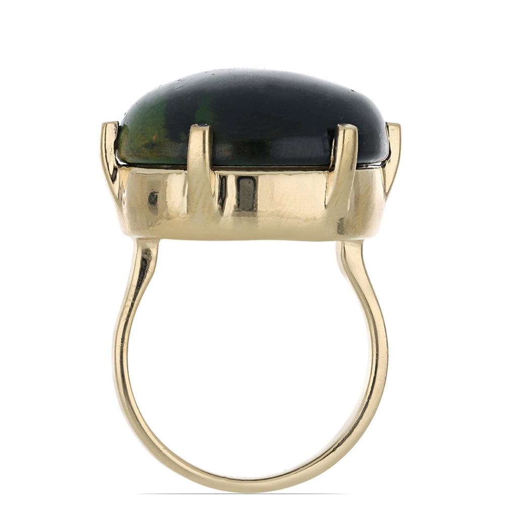 Anillo de Plata Bañada en Oro con Ojo de Tigre Verde 3 