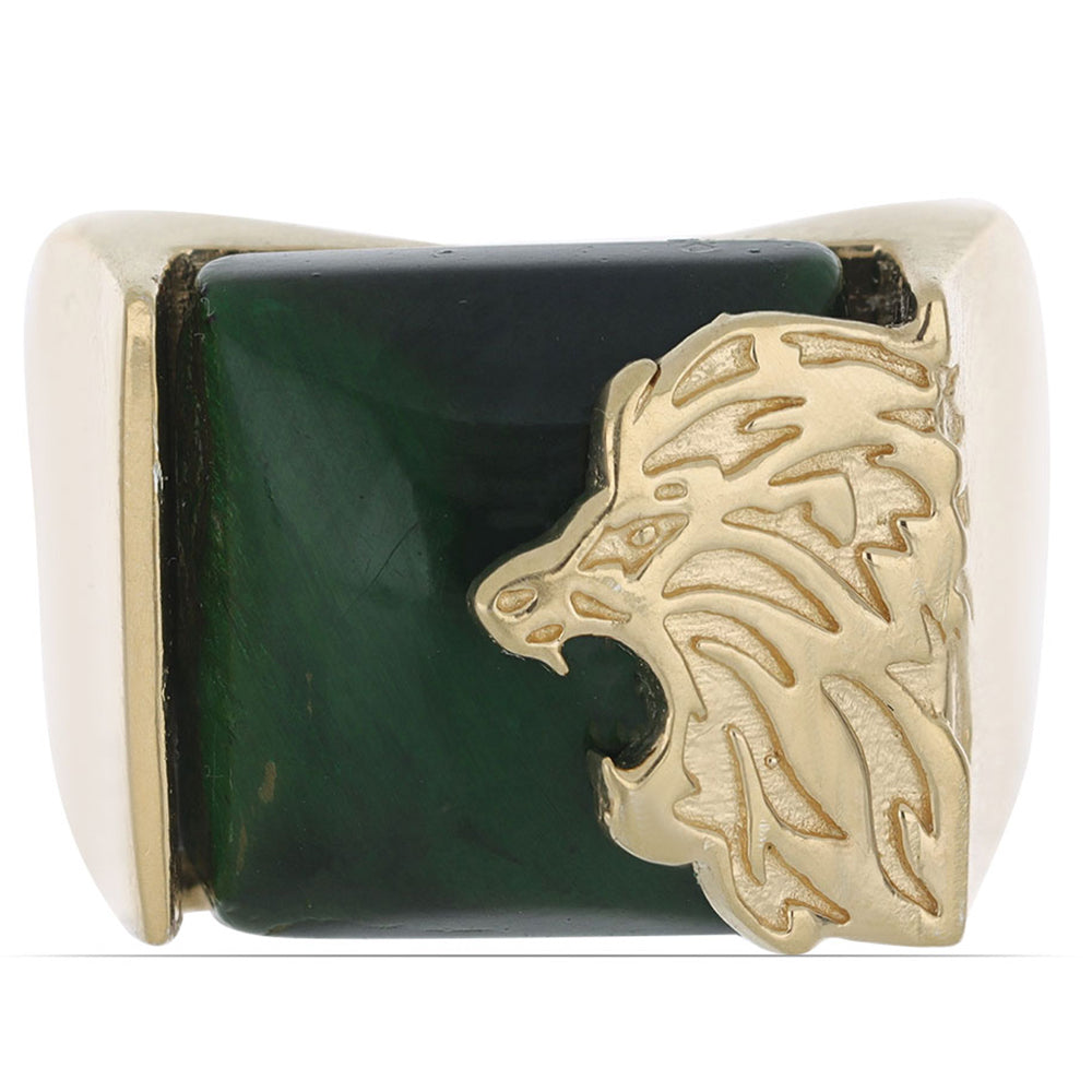 Anillo de Plata Bañada en Oro con Ojo de Tigre Verde 1 
