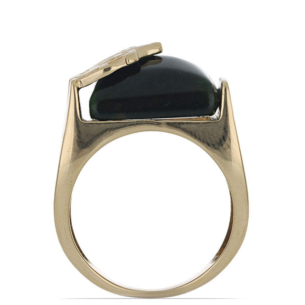 Anillo de Plata Bañada en Oro con Ojo de Tigre Verde 3 