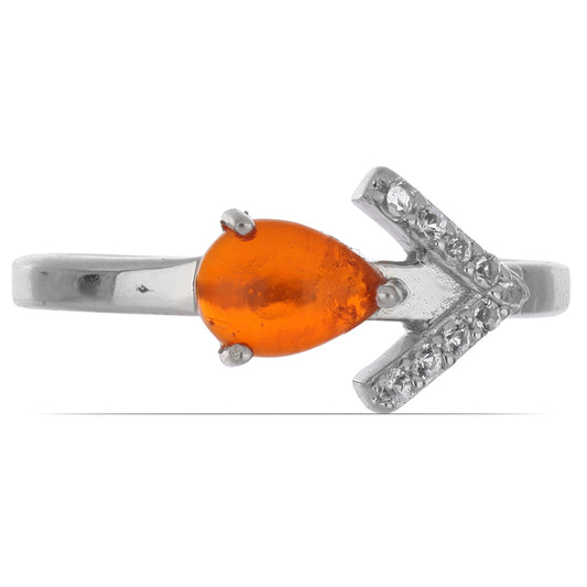 Anillo de Plata con Ópalo Naranja de Lega Dembi y Topacio Blanco